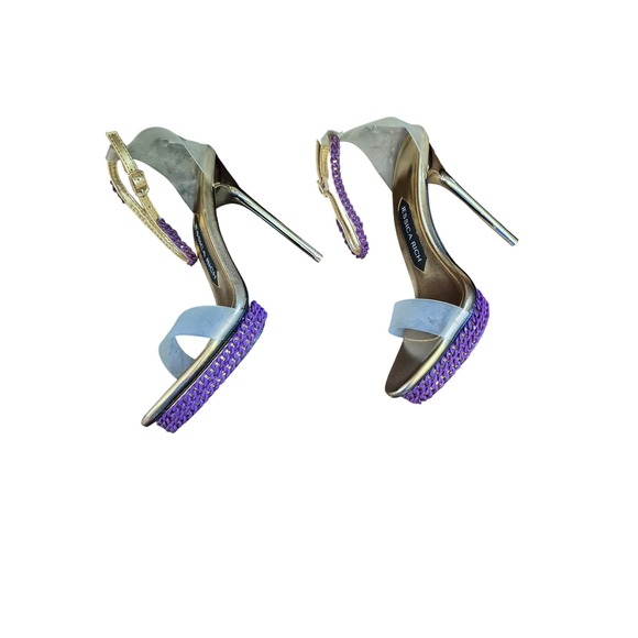 Jessica Rich Purple Platform Heels Size 41 Ankle Strap Clear Party Shoes - Picture 1 of 8